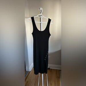Guess Black Sleeveless Midi Dress with Side Button Detail